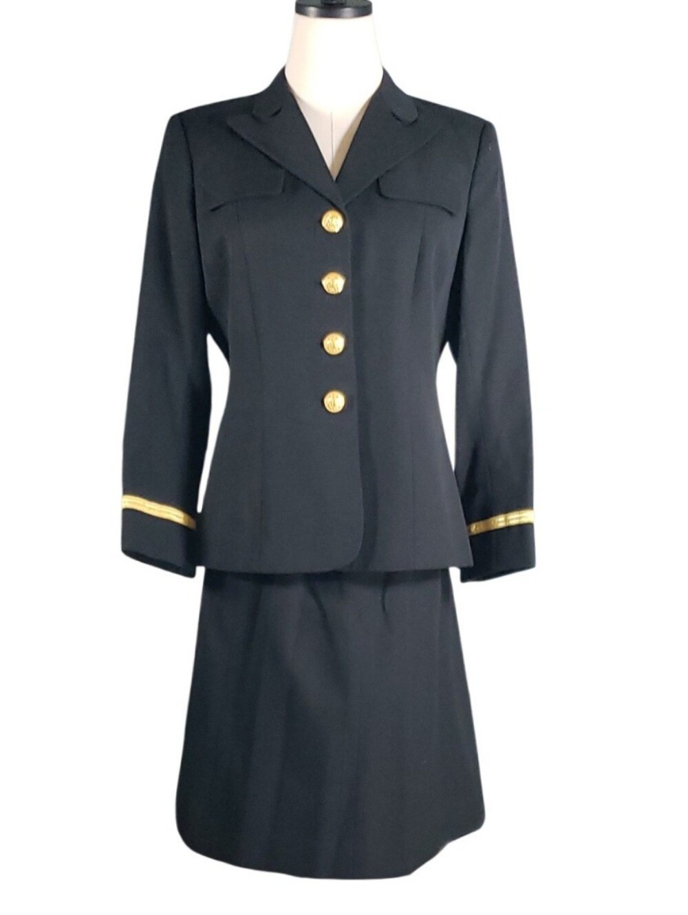 New US Navy Womens Dress Wool Uniform Skirt Set 12P Theater Vintage Metallic Nvy